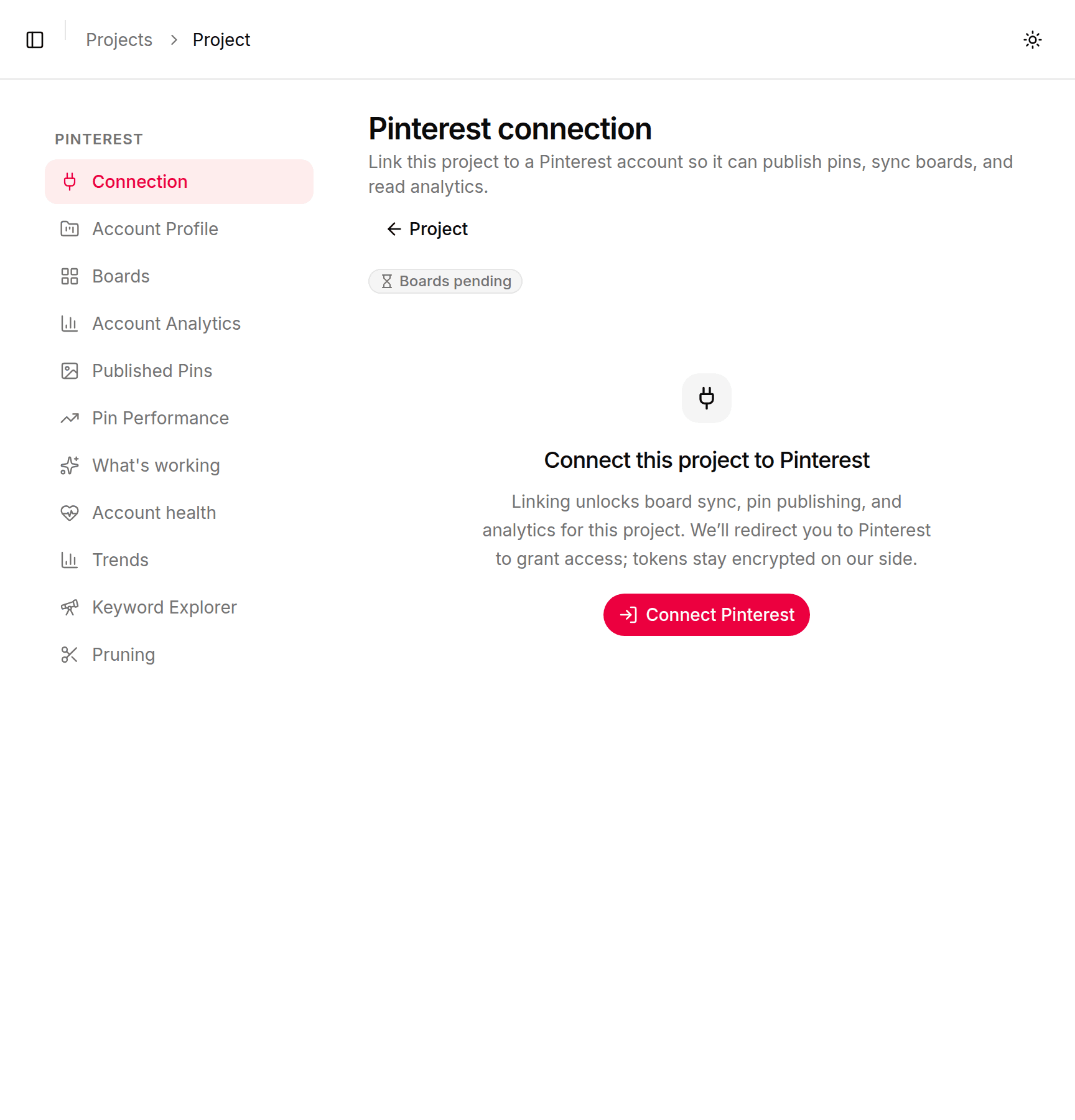 The connection screen before connecting