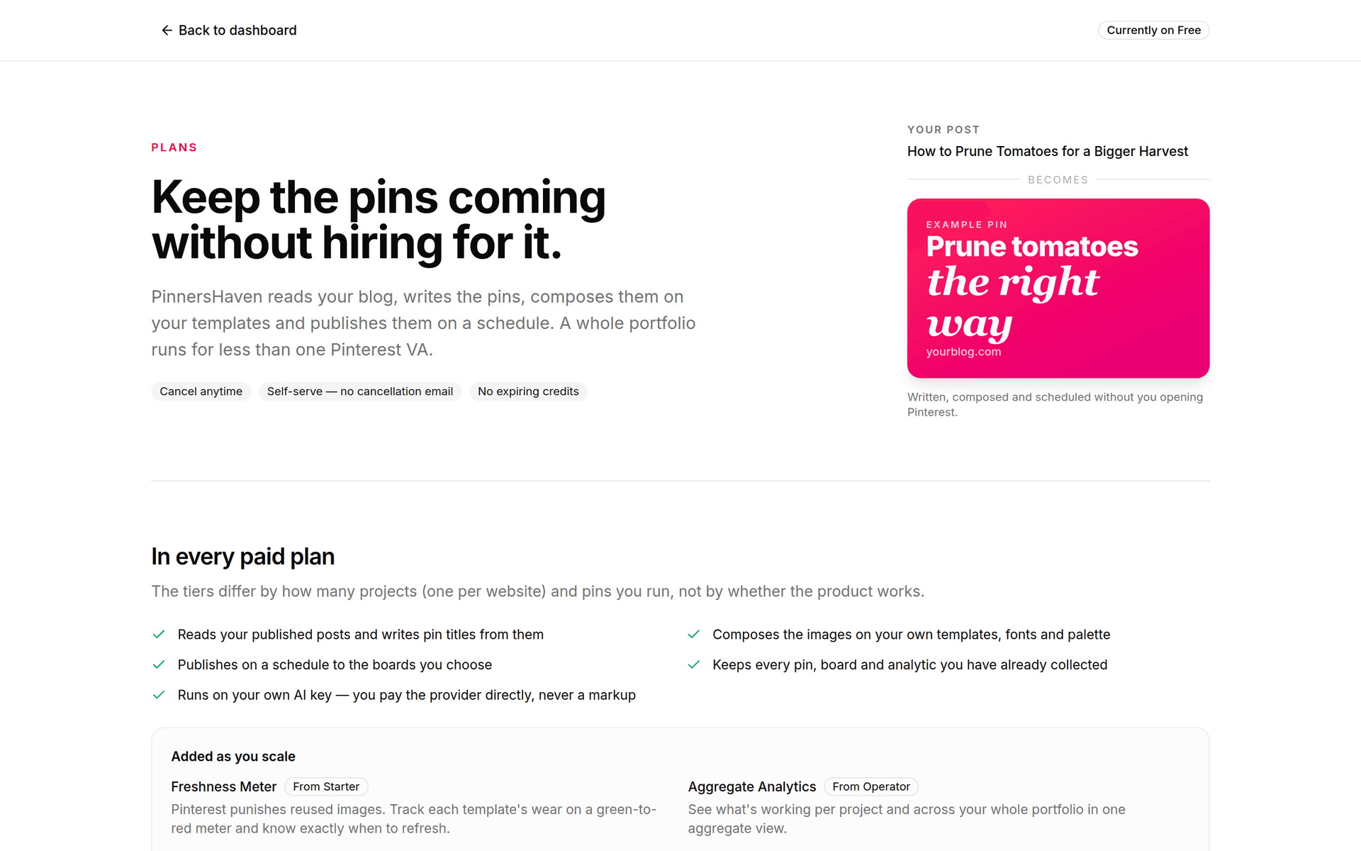The pricing page