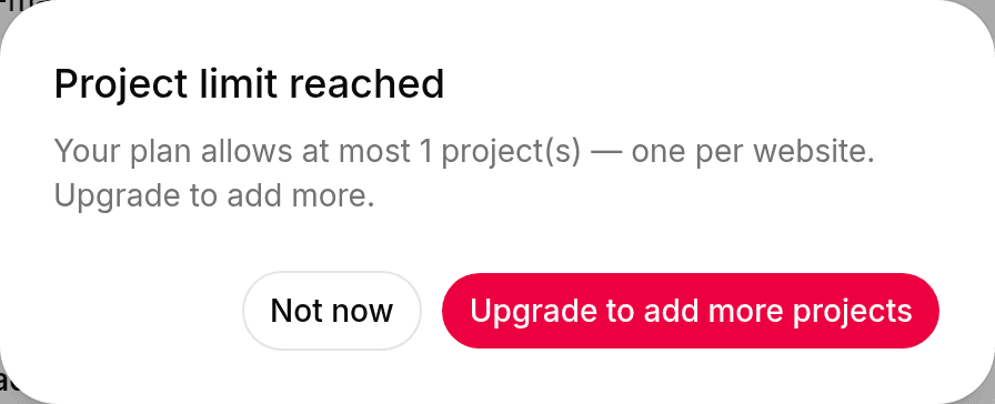 The project limit prompt