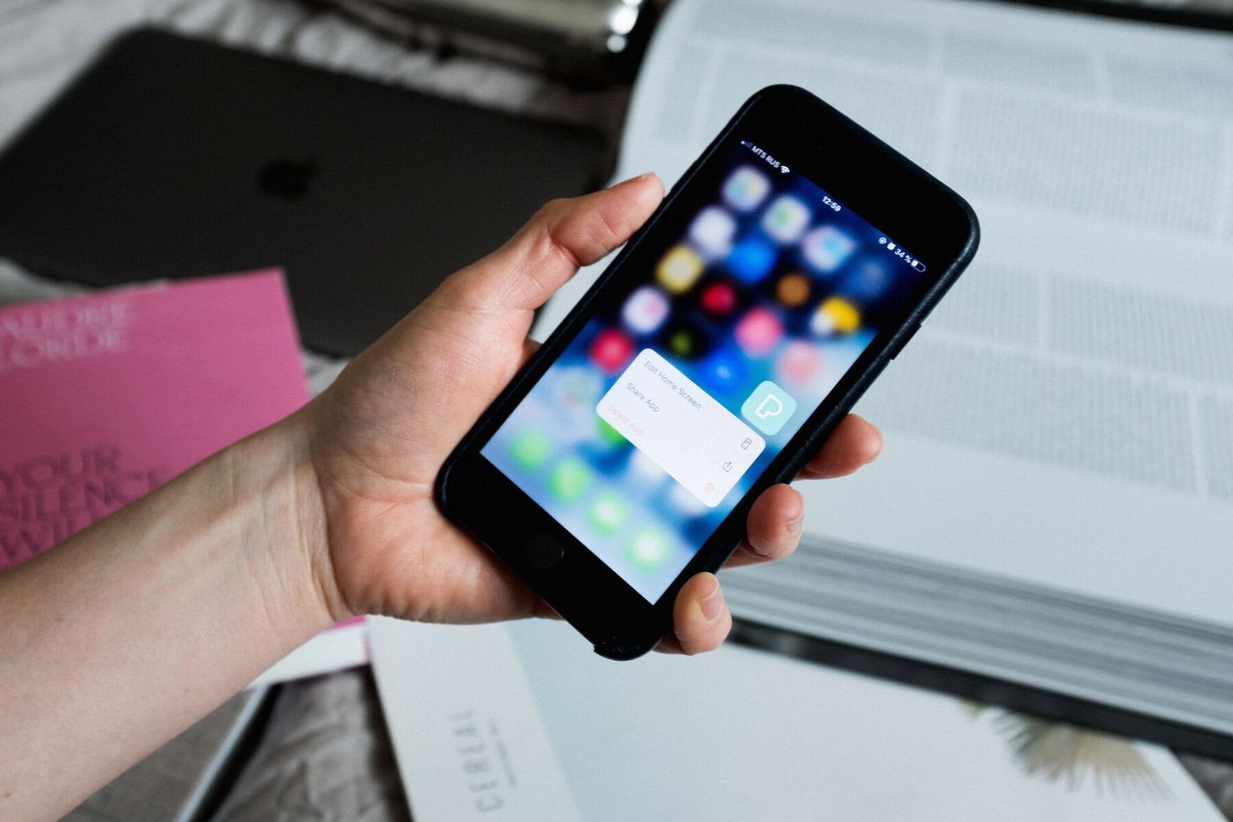 Phone showing a design app