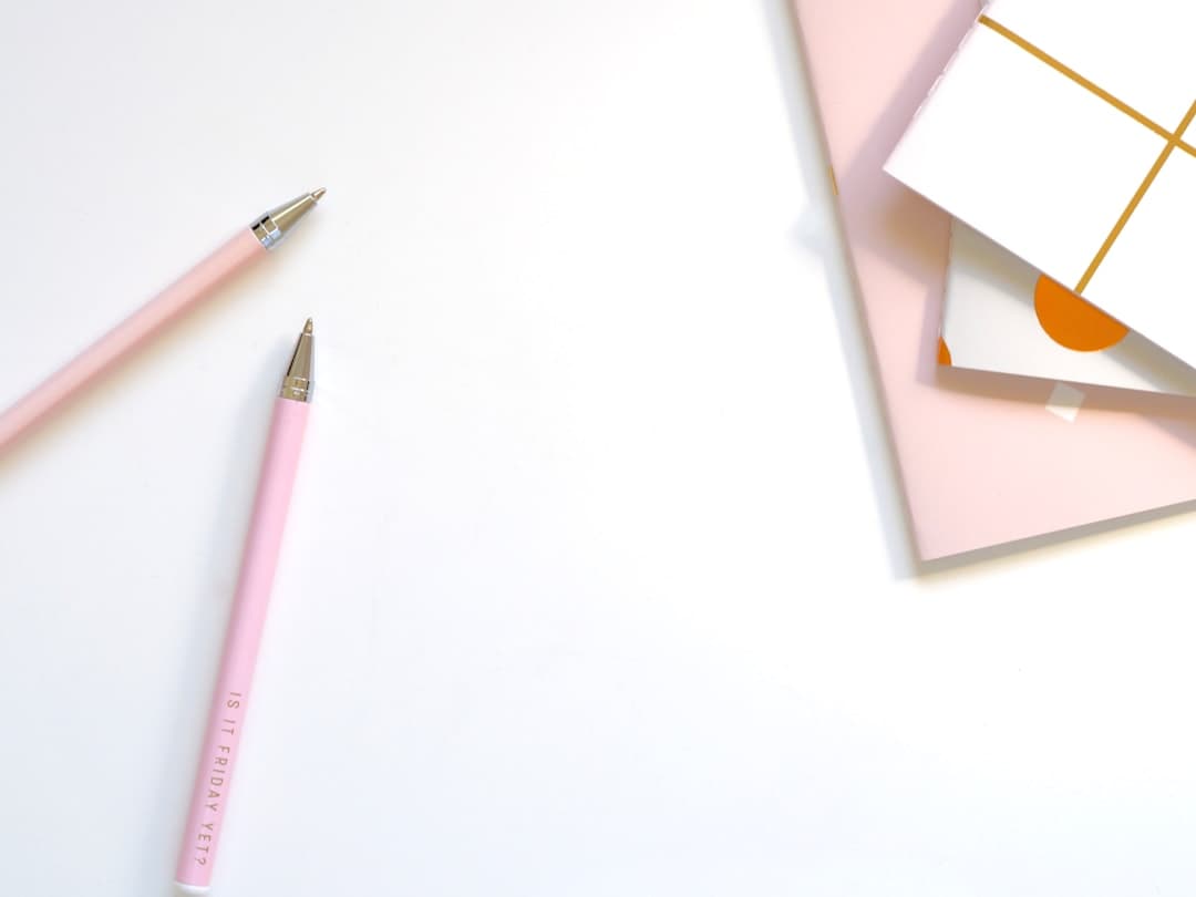 A flat lay of stationery shot from above, a repeatable original pin format