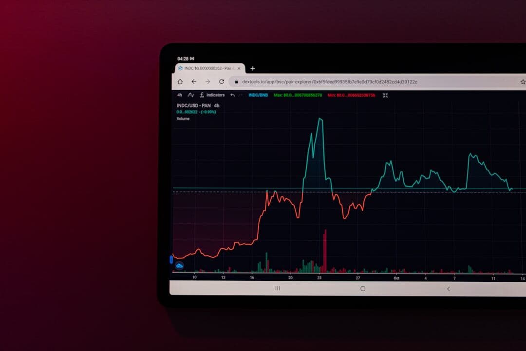 Line chart trending upward on a screen