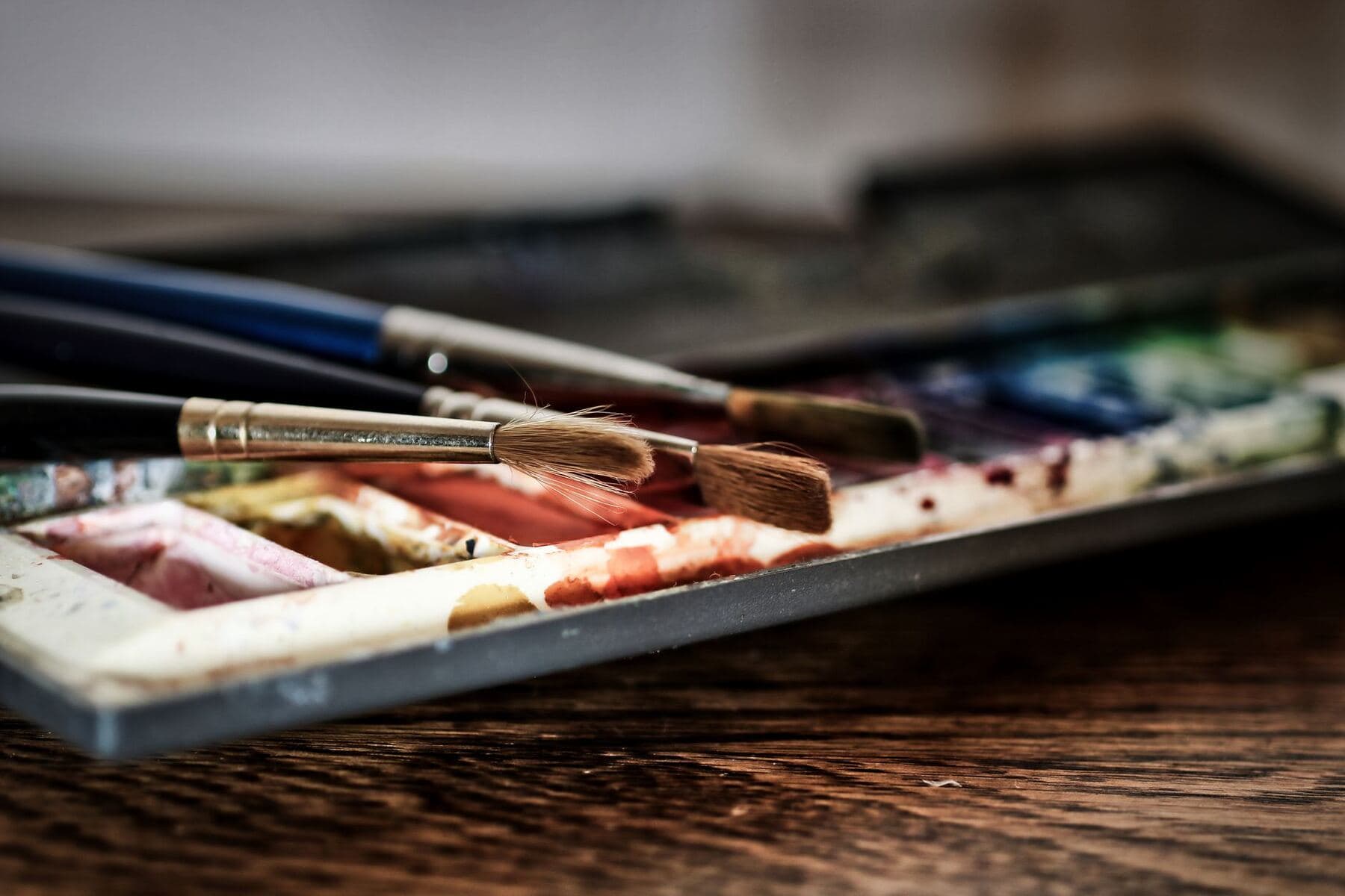 Colour palette and design tools on a desk
