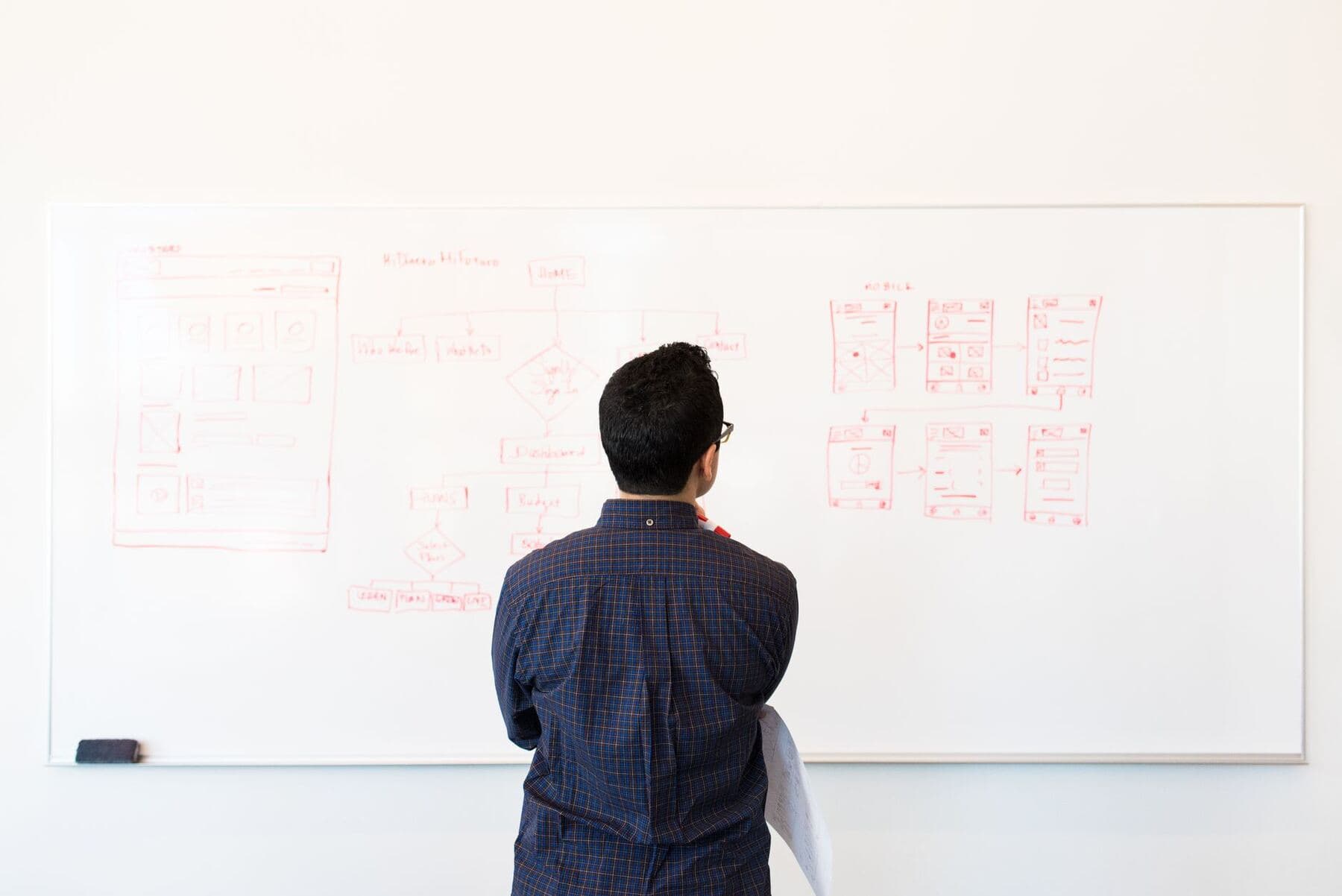 Person comparing software plans