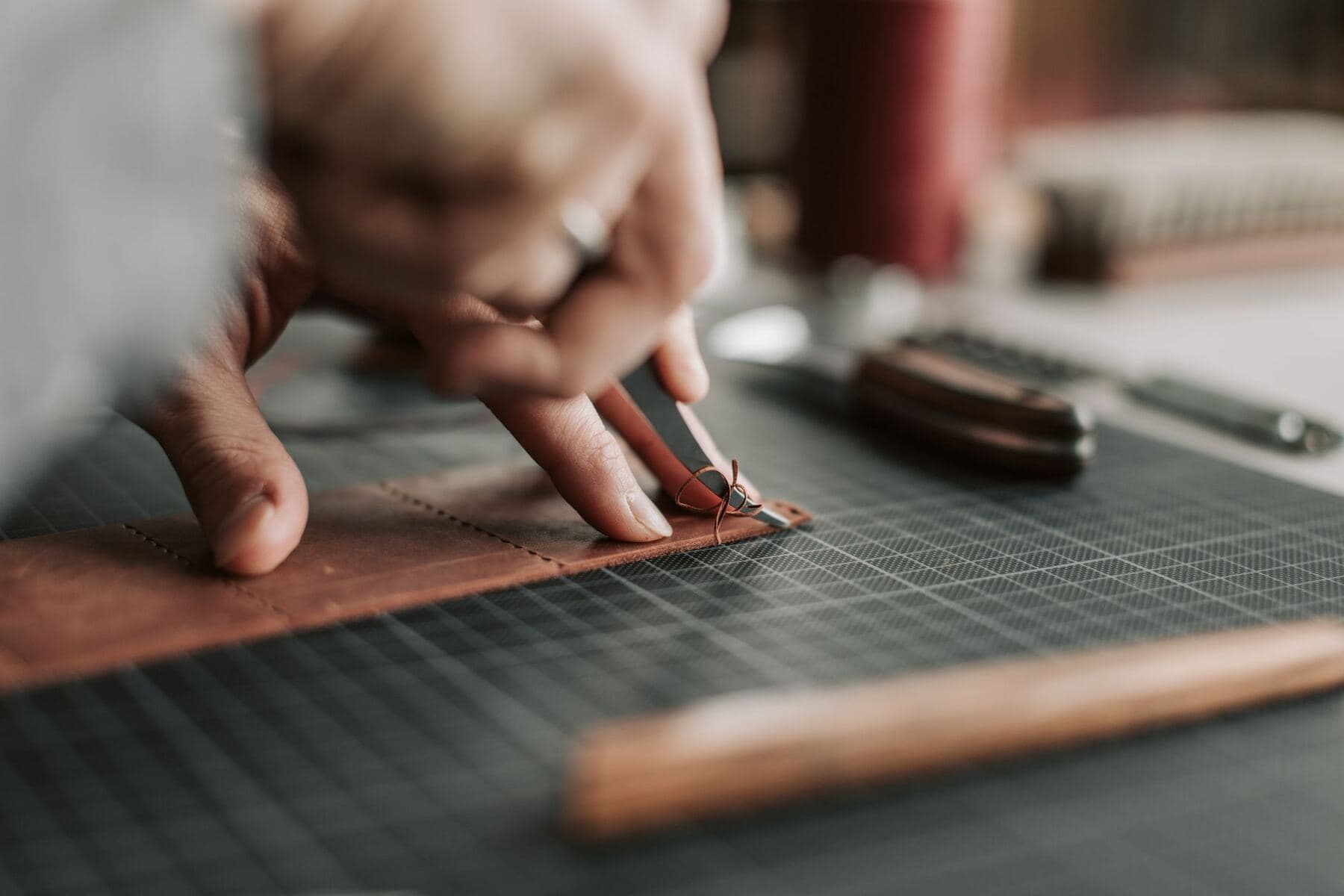 Handmade products on a craft table
