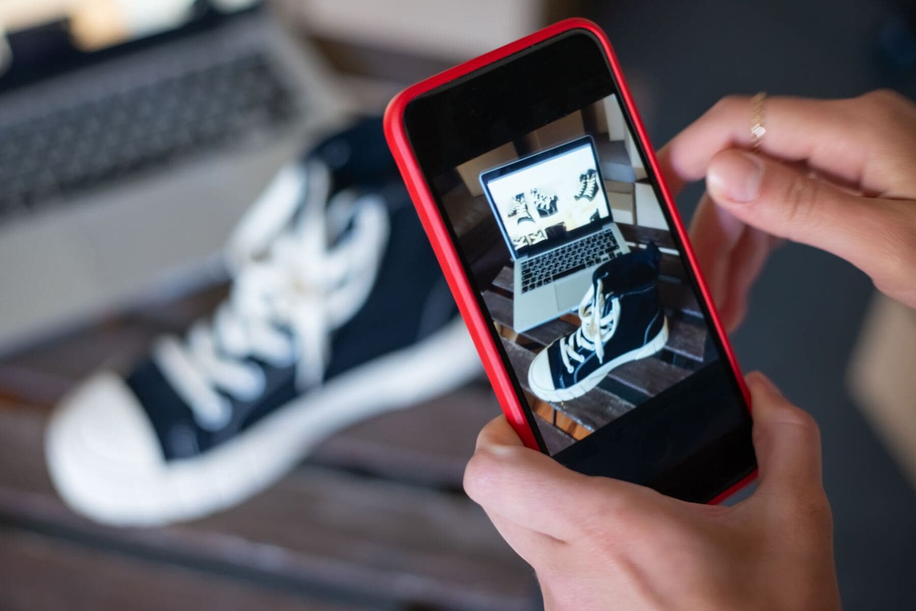 Seller photographing a product