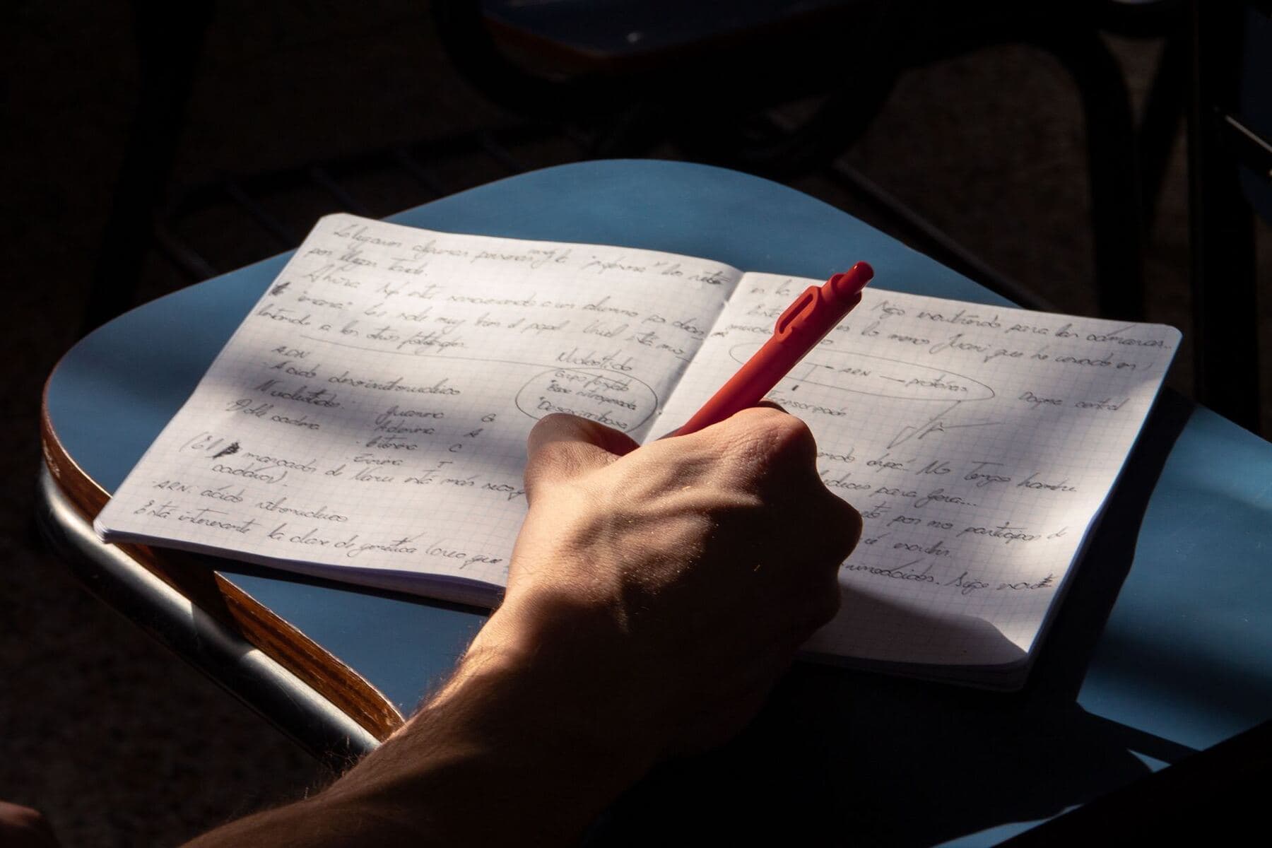 Notebook with handwritten notes