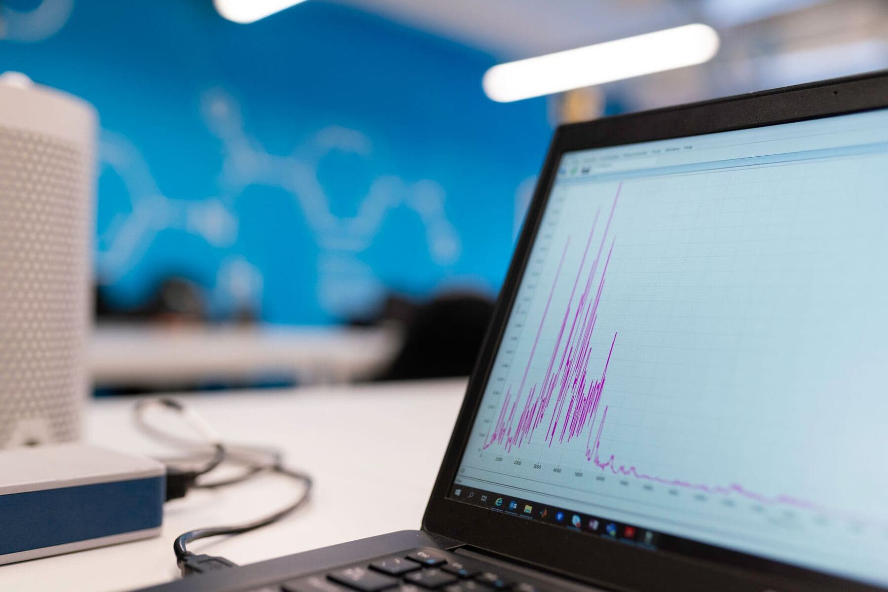 Data charts on a computer screen