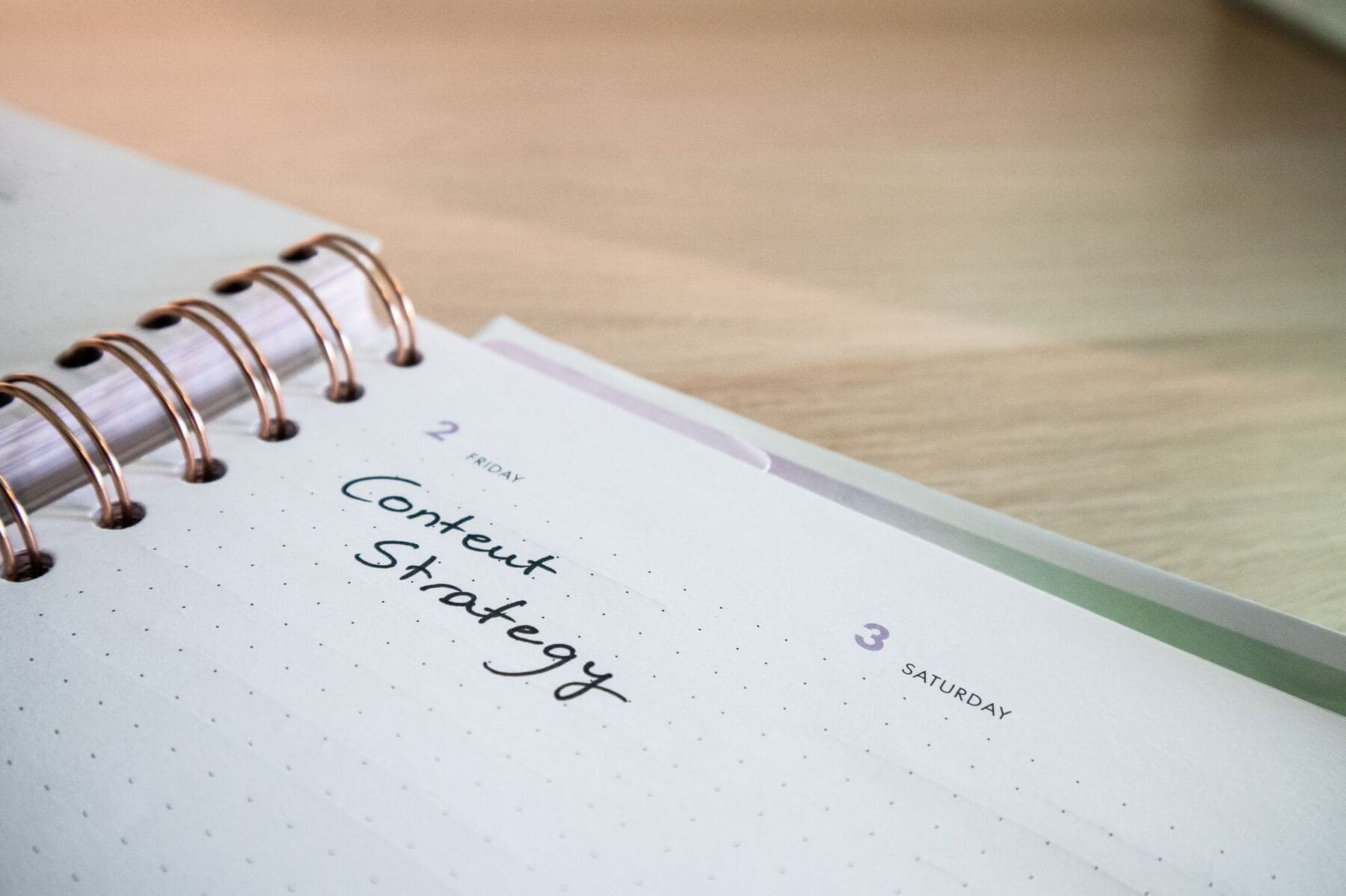 Woman working on a content calendar