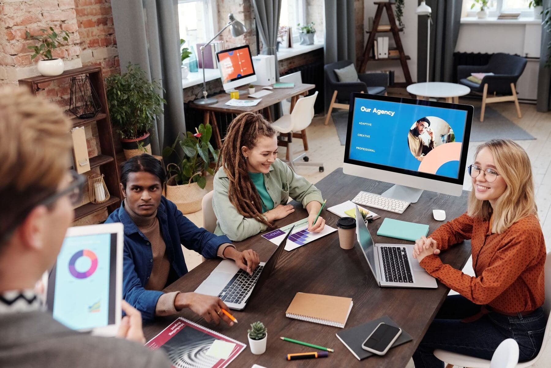 Agency team collaborating in an office