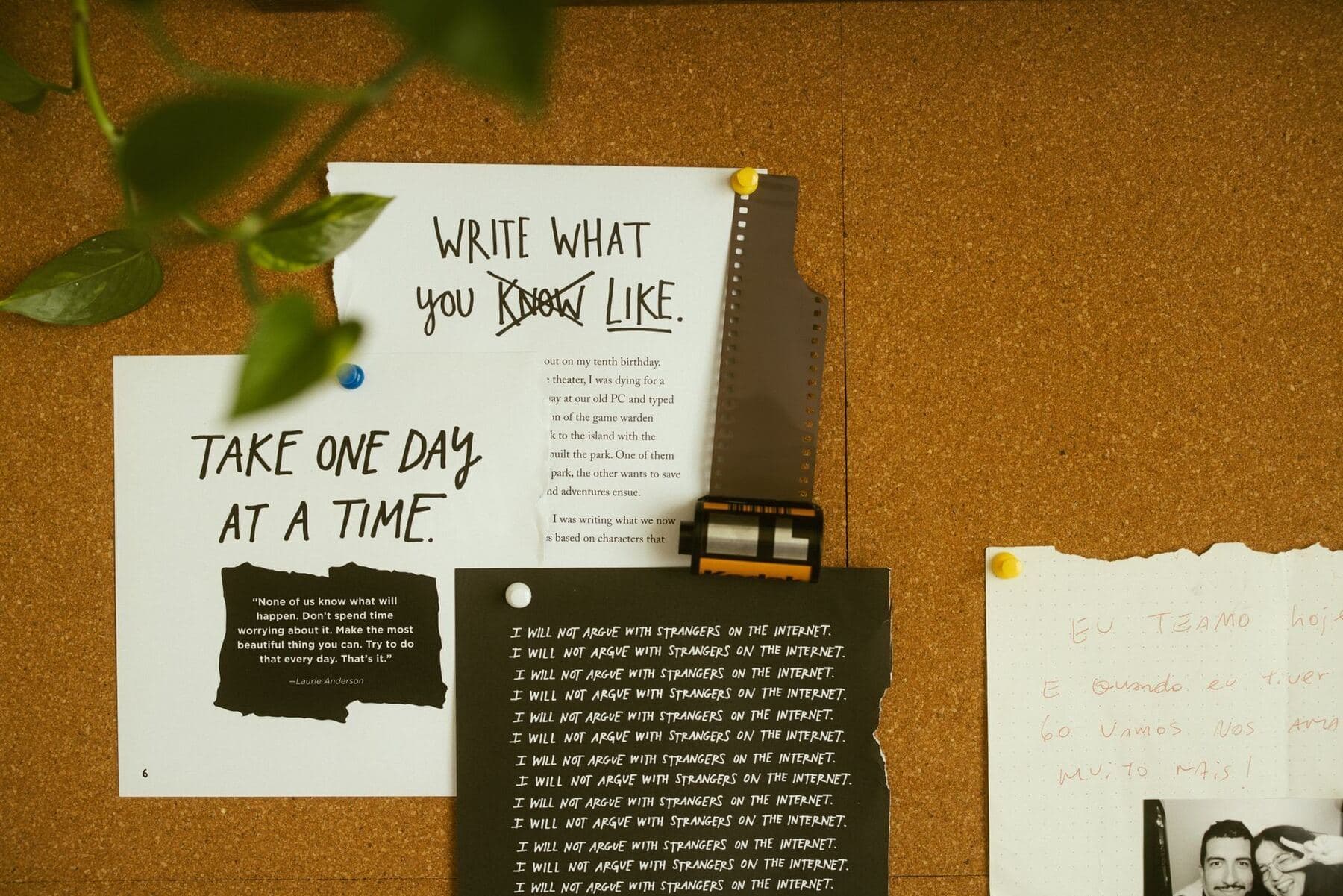 Corkboard with pinned notes